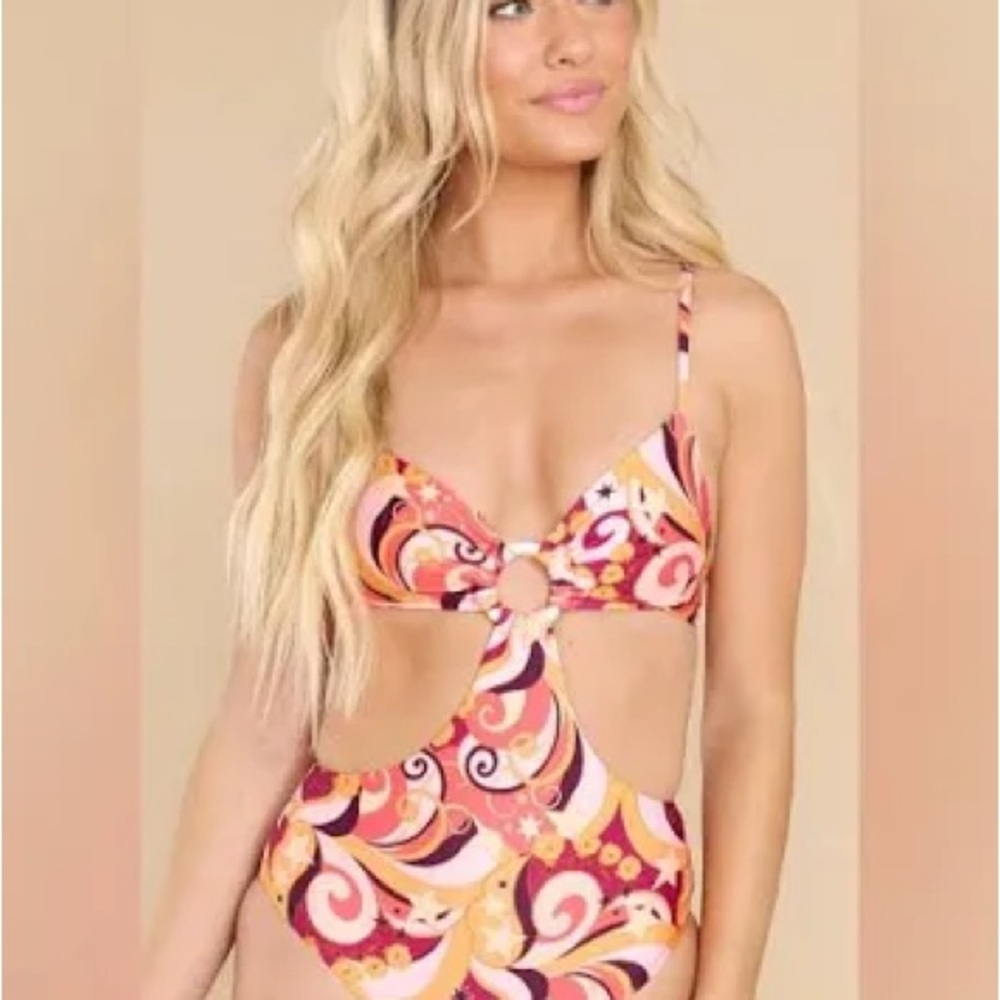 Beach Riot One Piece - Pink and Orange Swirl